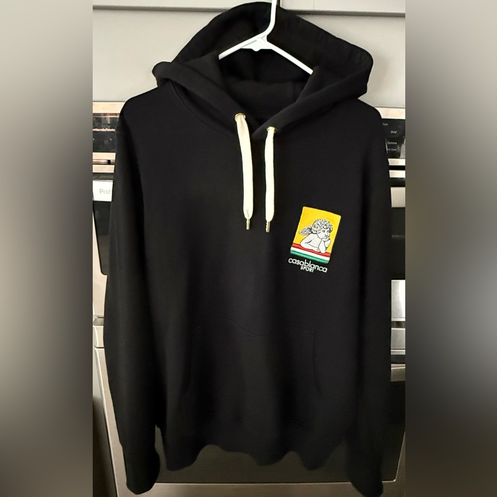 Black Hoodie with cherub Patch by Casablanca